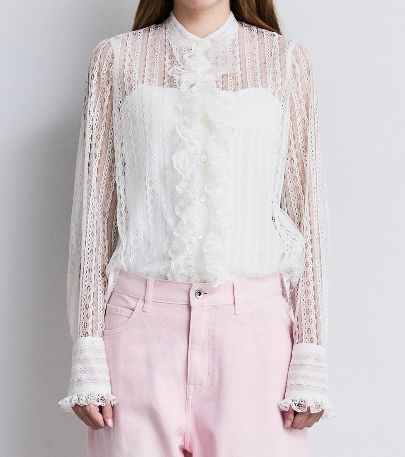 Lace Ruffle Detail Blouse