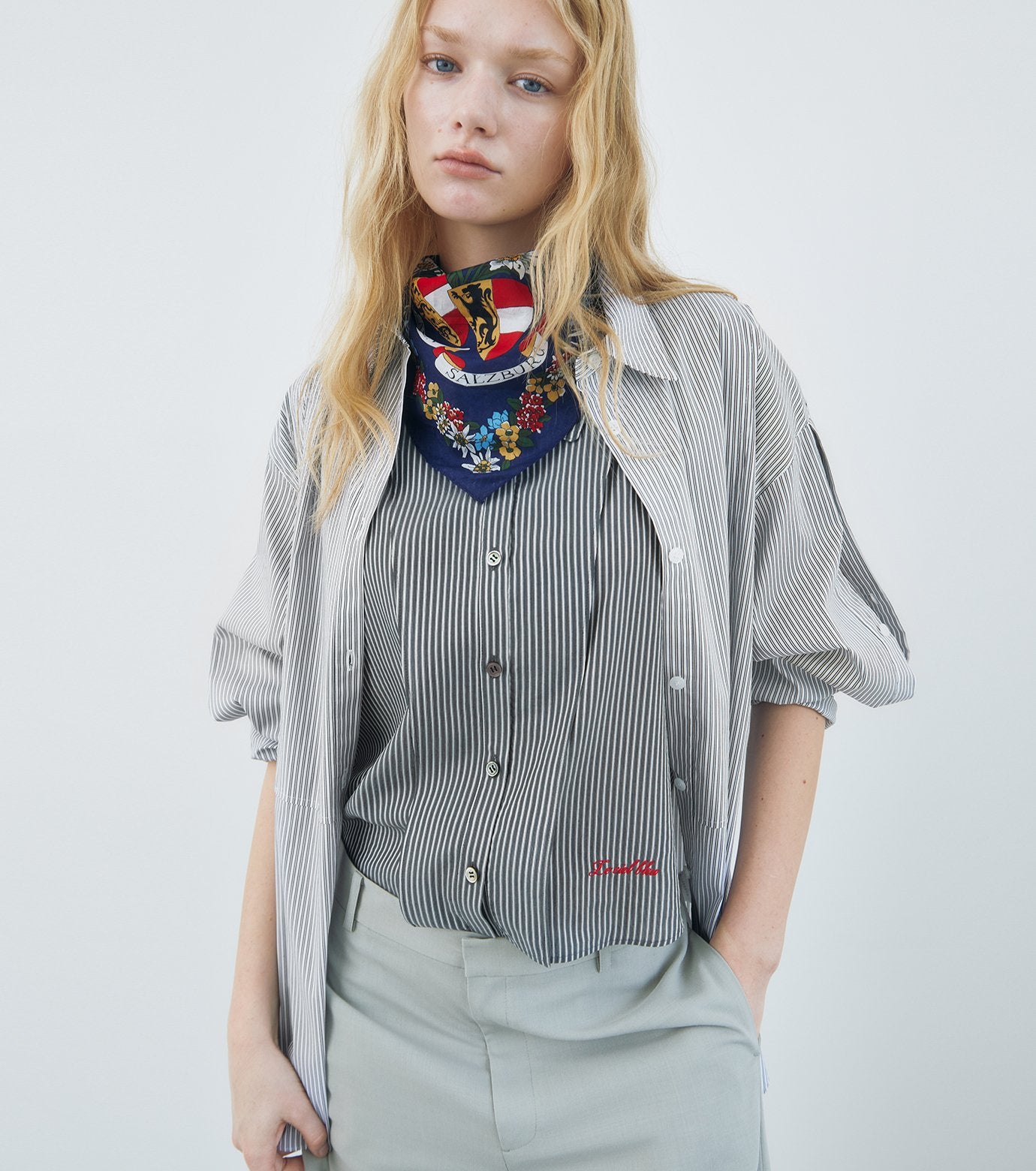 Dobby Stripe Cropped Shirt