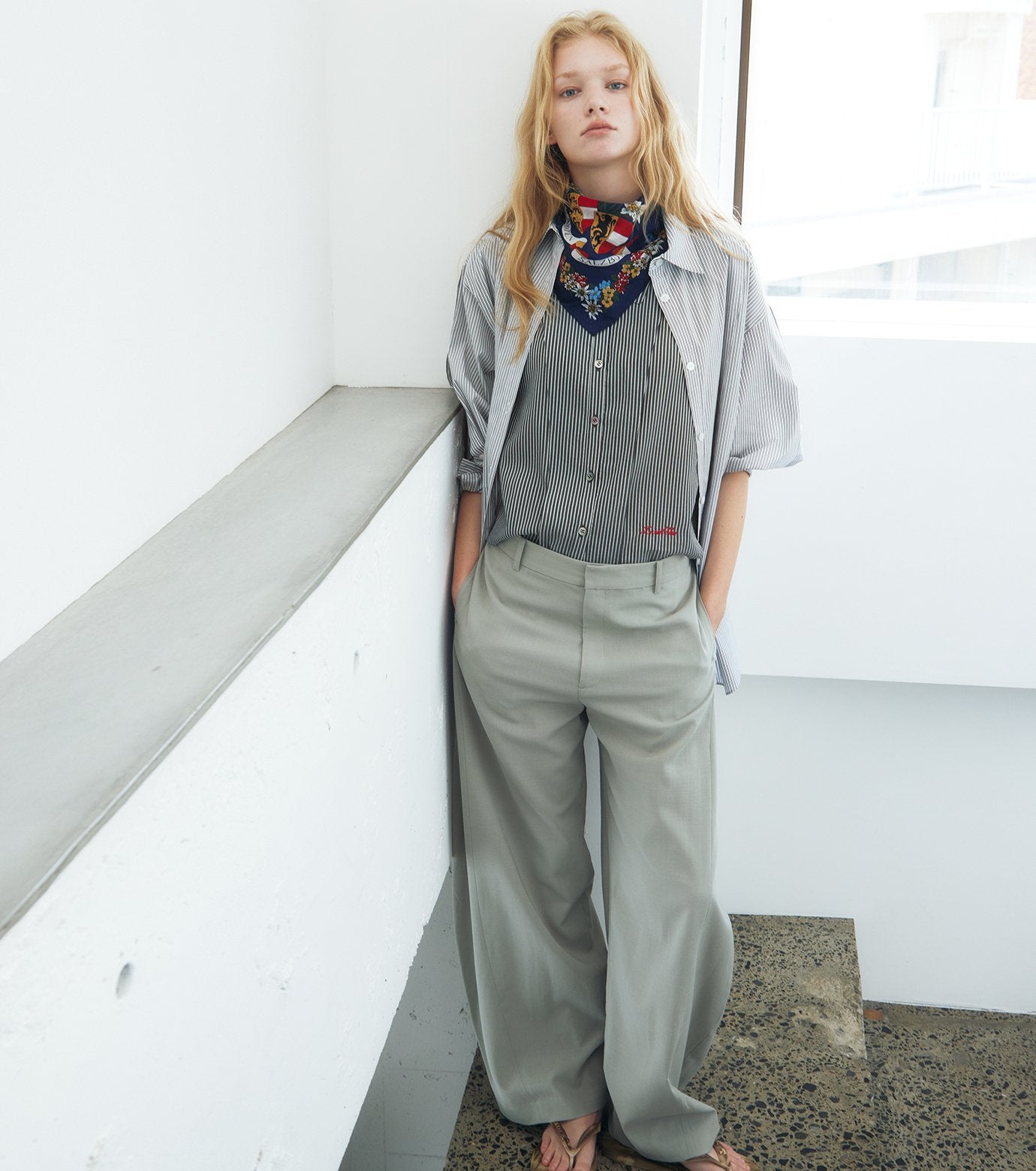 Dobby Stripe Cropped Shirt