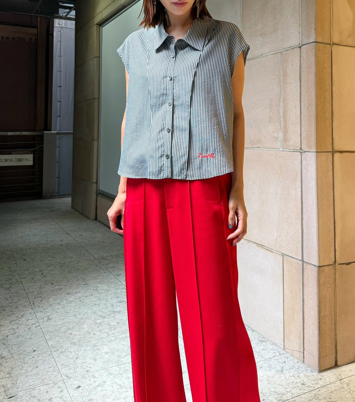Dobby Stripe Cropped Shirt