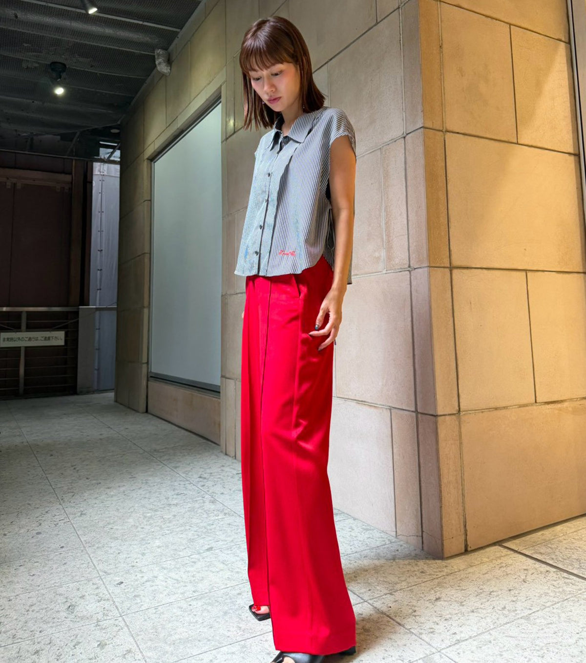 Dobby Stripe Cropped Shirt