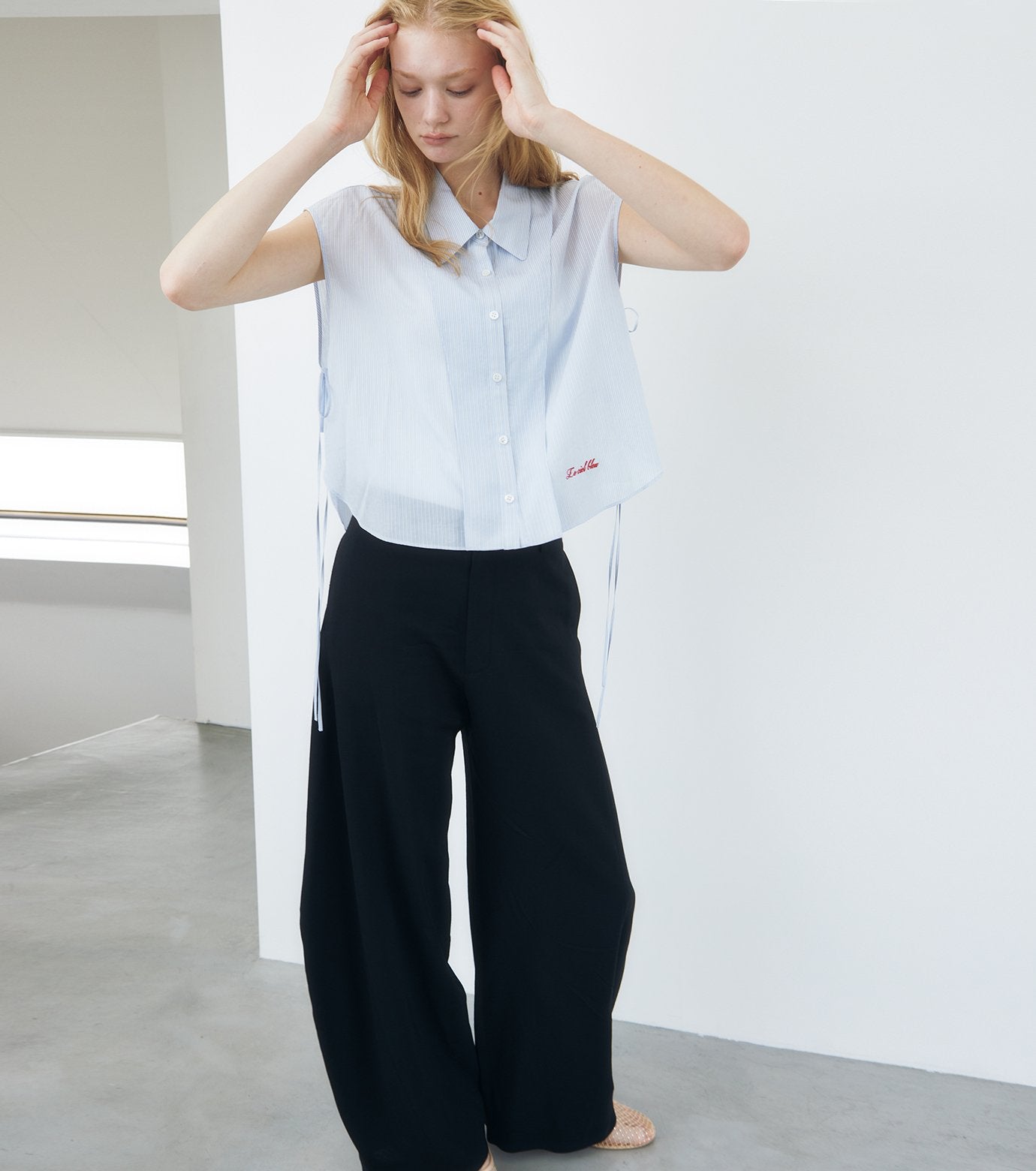 Dobby Stripe Cropped Shirt
