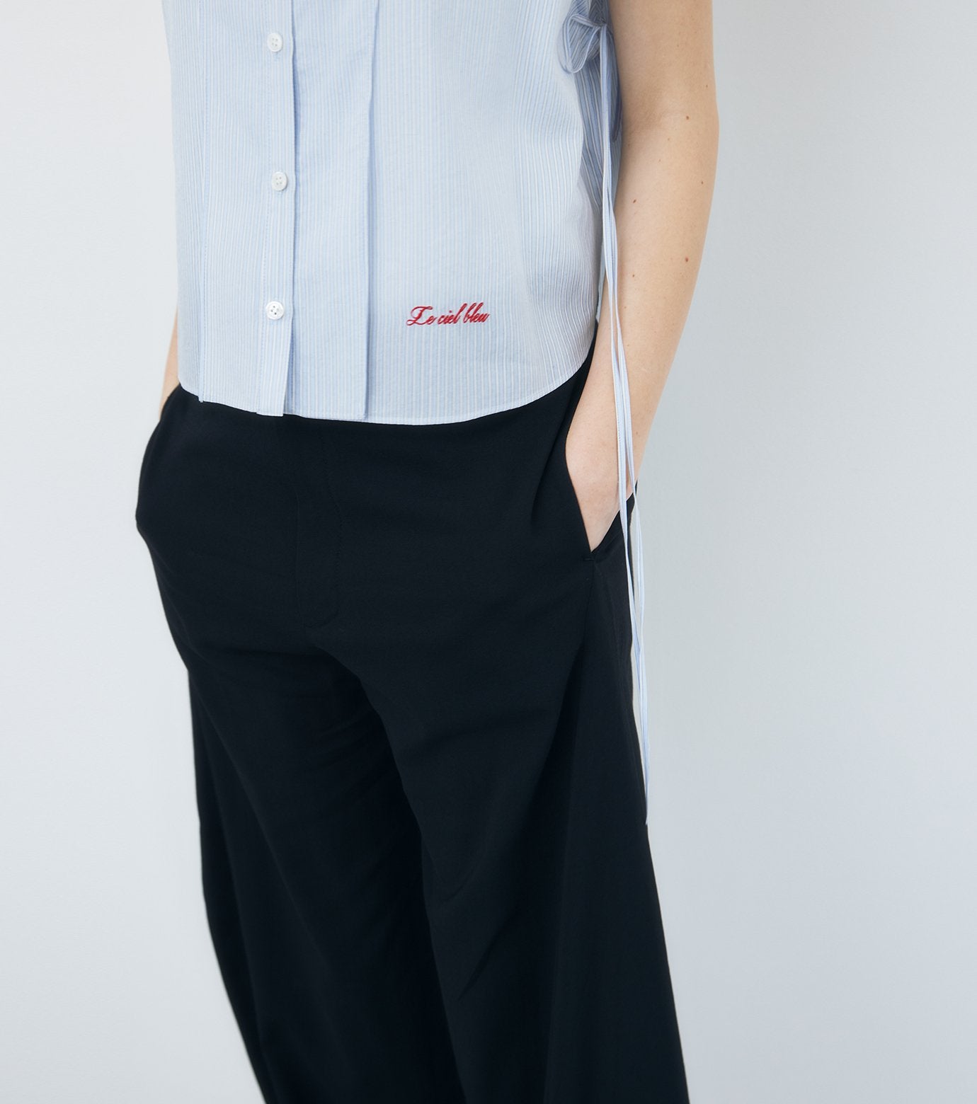 Dobby Stripe Cropped Shirt