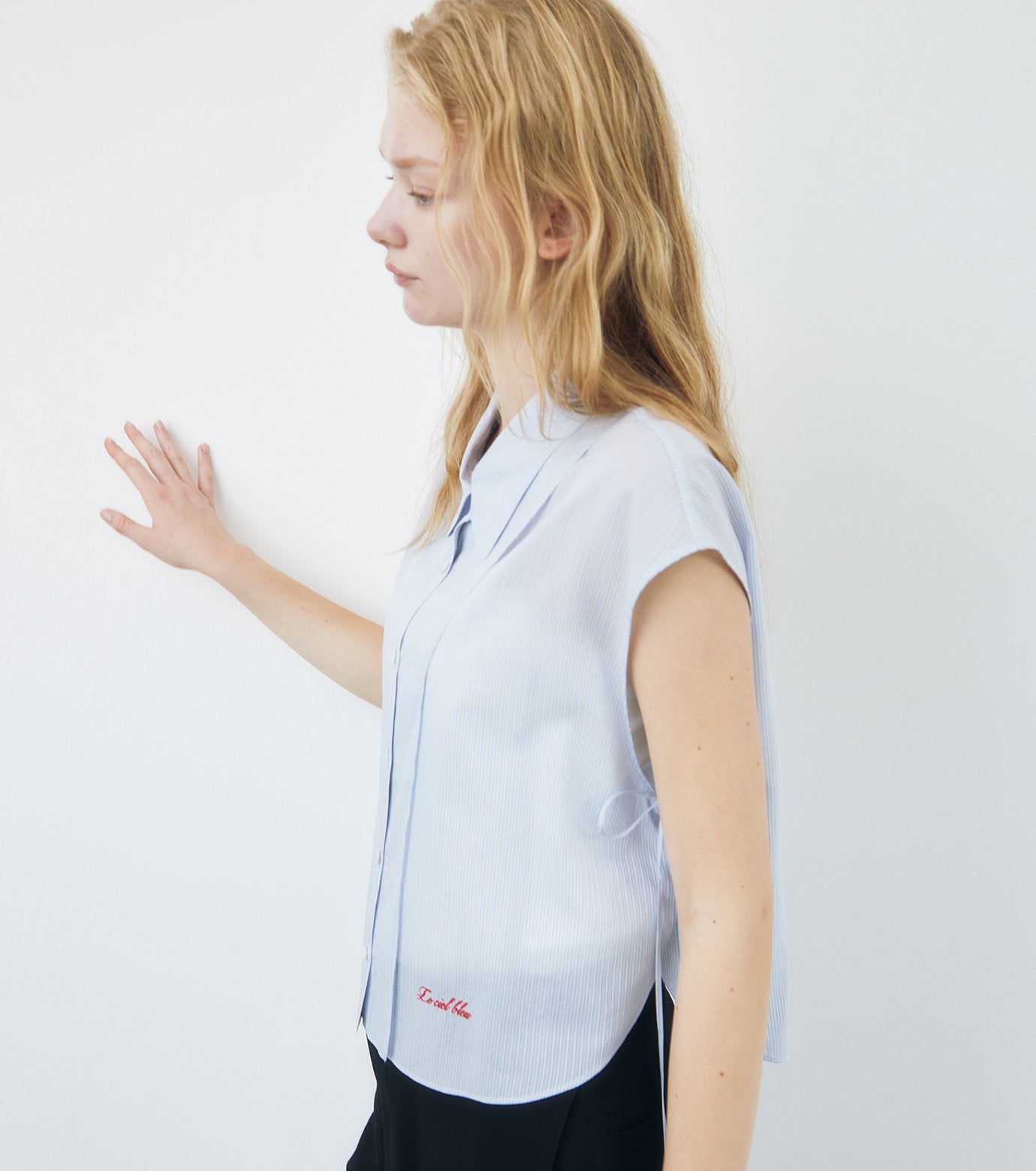 Dobby Stripe Cropped Shirt