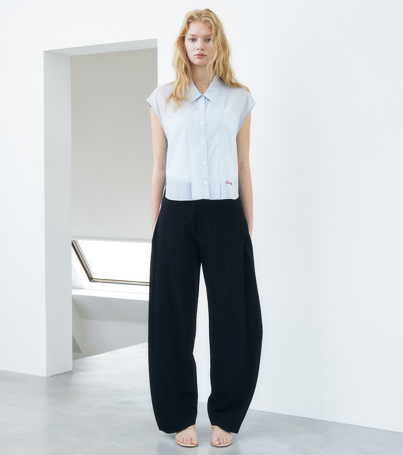 Dobby Stripe Cropped Shirt