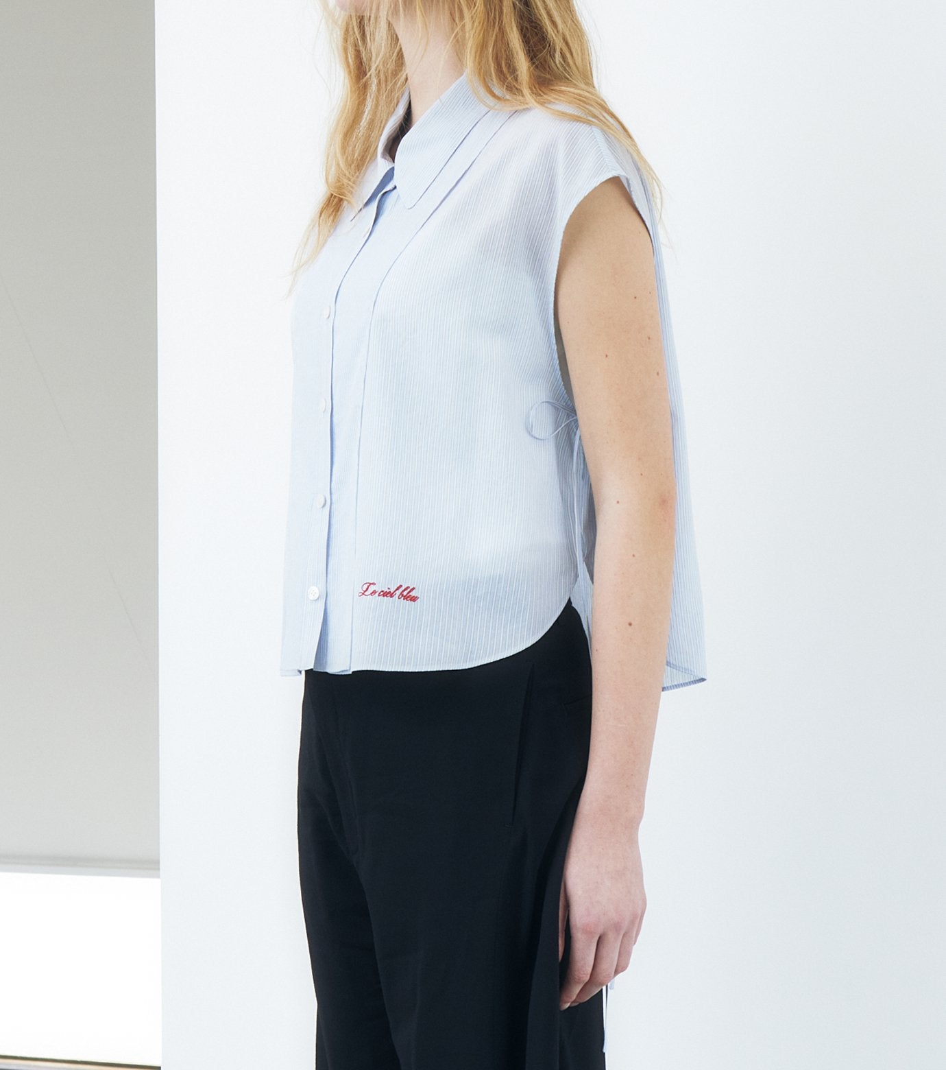 Dobby Stripe Cropped Shirt