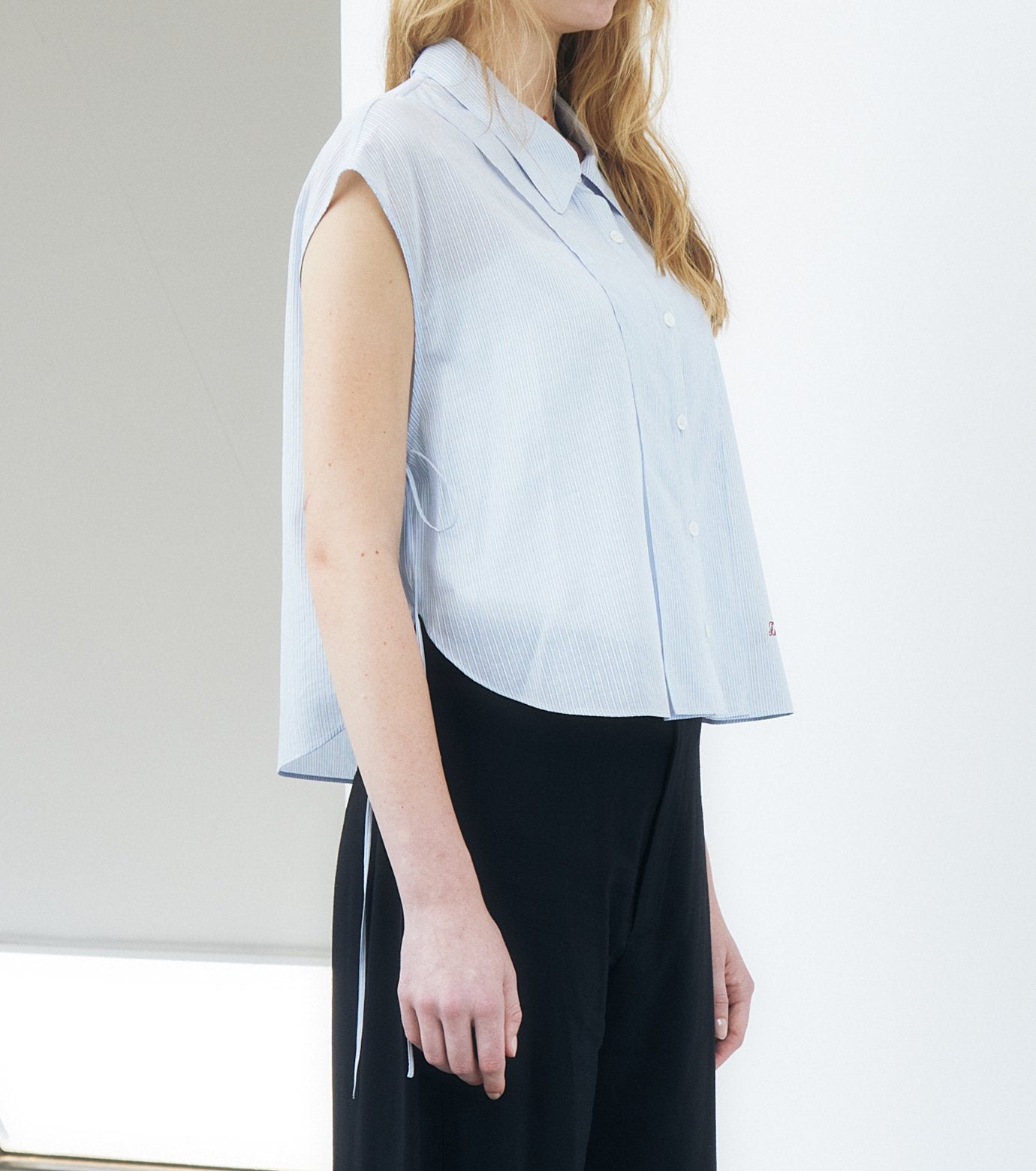 Dobby Stripe Cropped Shirt