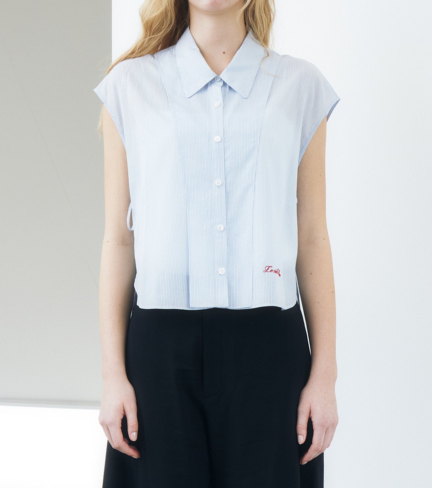 Dobby Stripe Cropped Shirt