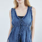 Washed Denim Frill Blouse