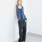 Washed Denim Frill Blouse