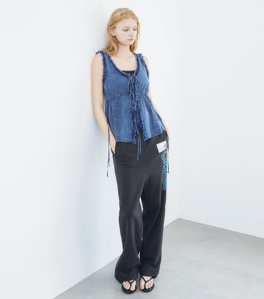 Washed Denim Frill Blouse