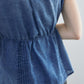 Washed Denim Frill Blouse