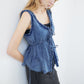 Washed Denim Frill Blouse
