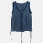 Washed Denim Frill Blouse