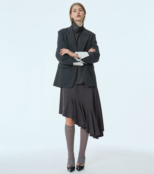 Suiting High-Neck Back-Zip Top