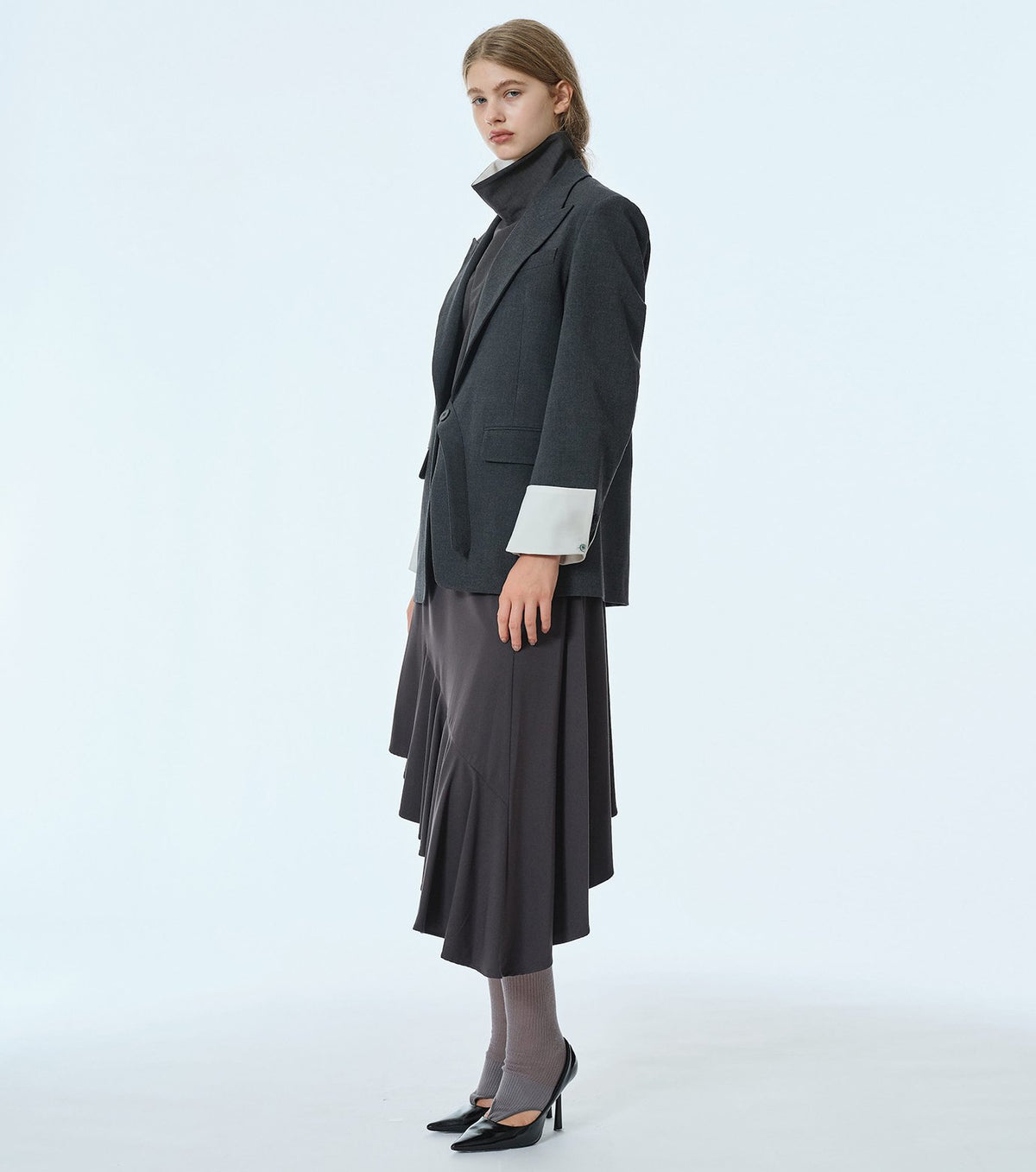 Suiting High-Neck Back-Zip Top