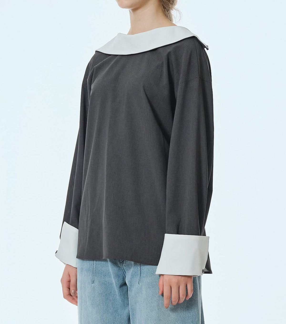 Suiting High-Neck Back-Zip Top