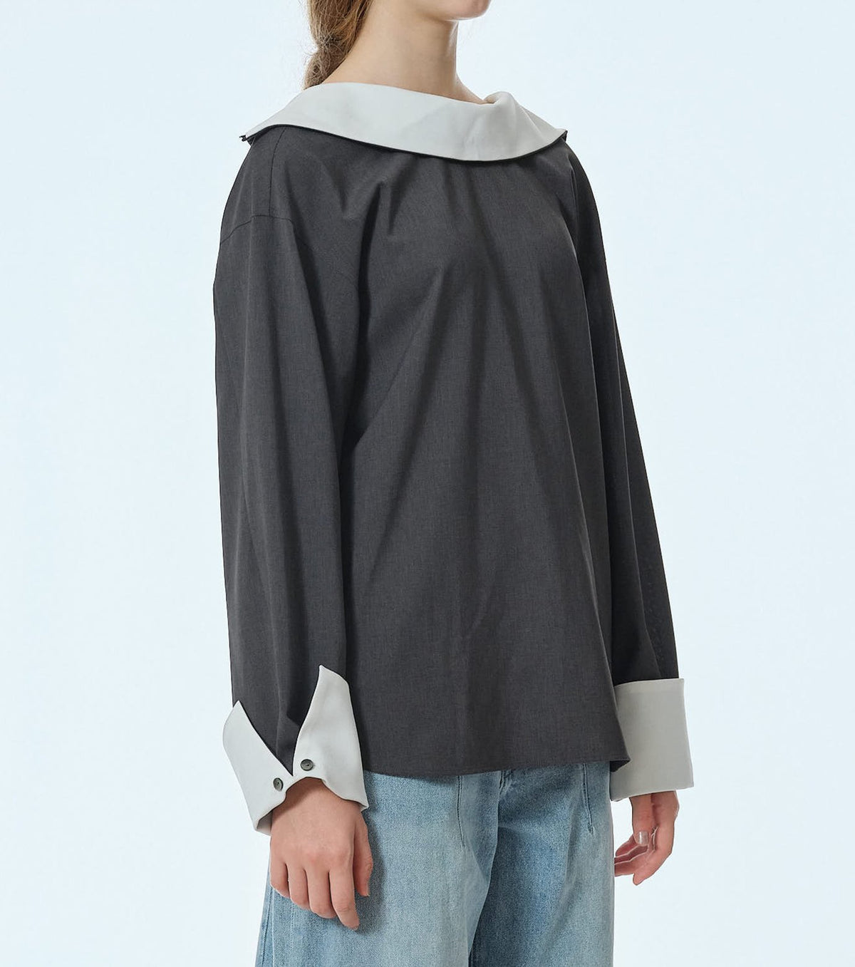 Suiting High-Neck Back-Zip Top