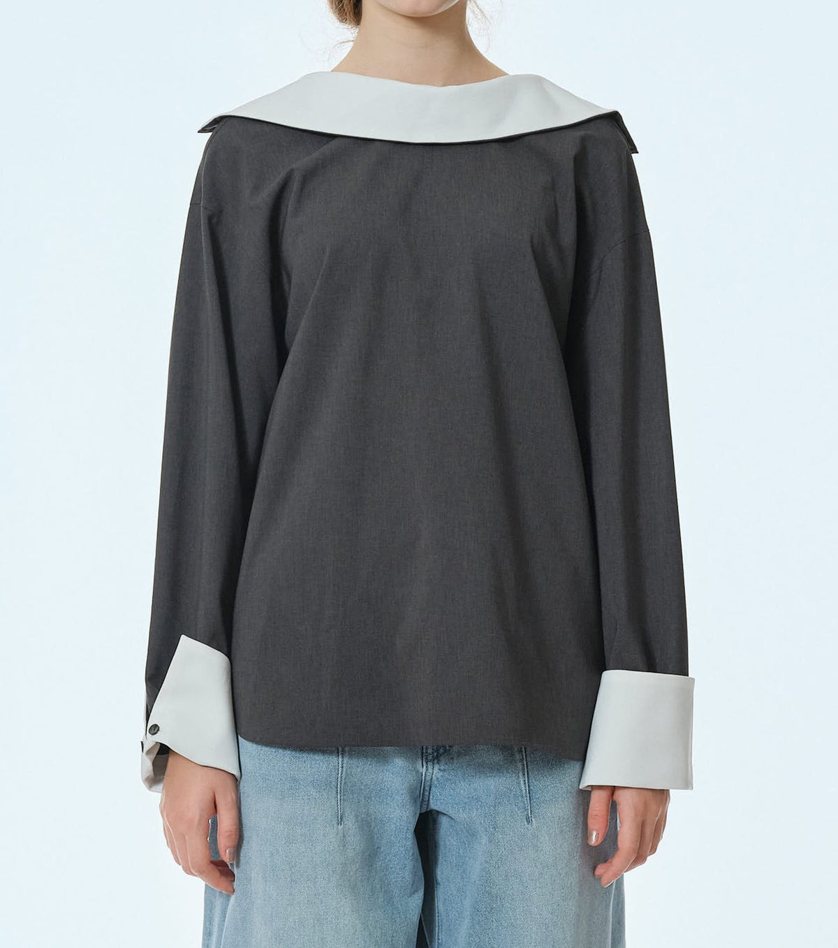 Suiting High-Neck Back-Zip Top