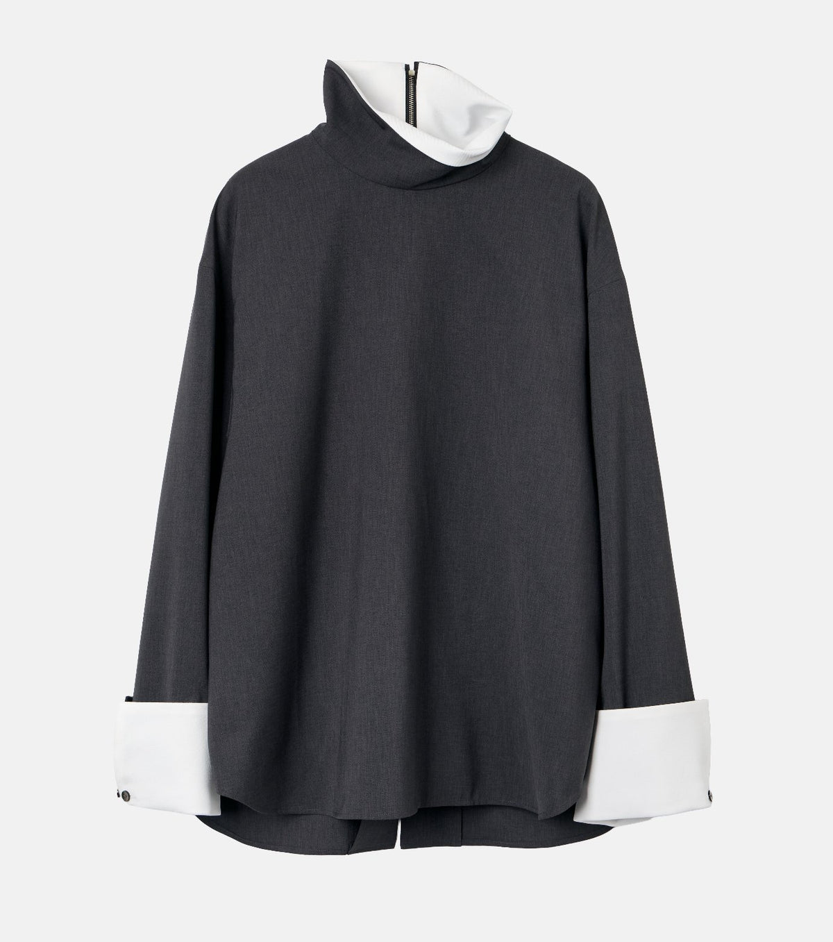 Suiting High-Neck Back-Zip Top
