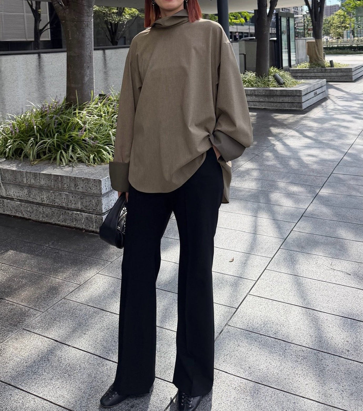 Suiting High-Neck Back-Zip Top