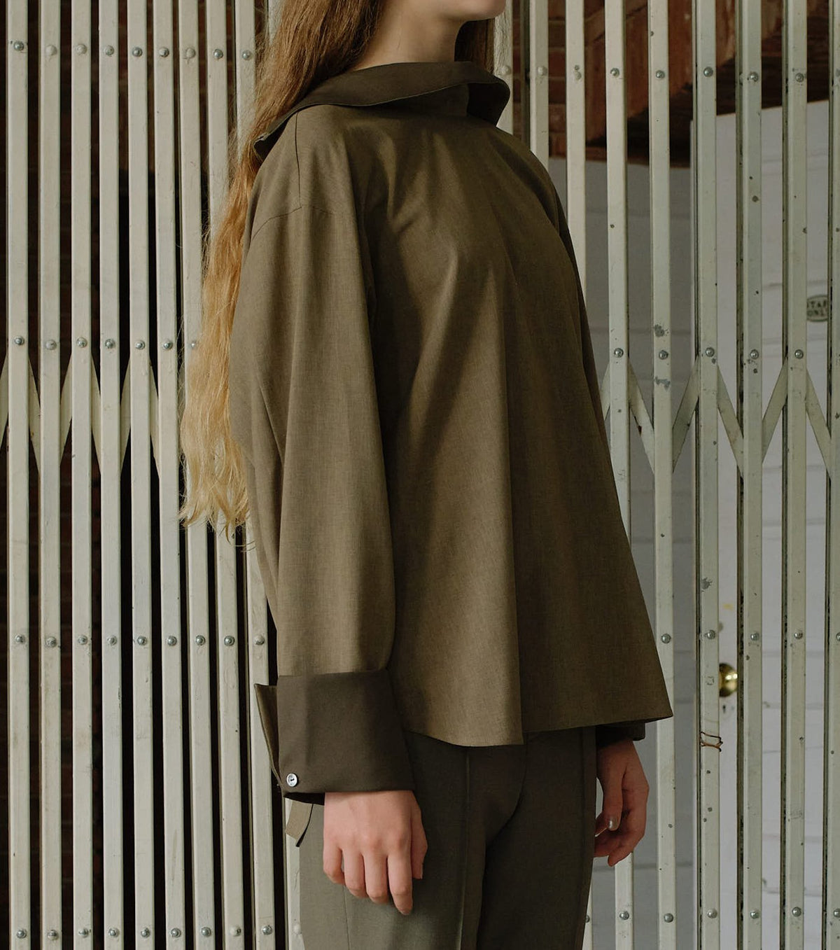 Suiting High-Neck Back-Zip Top
