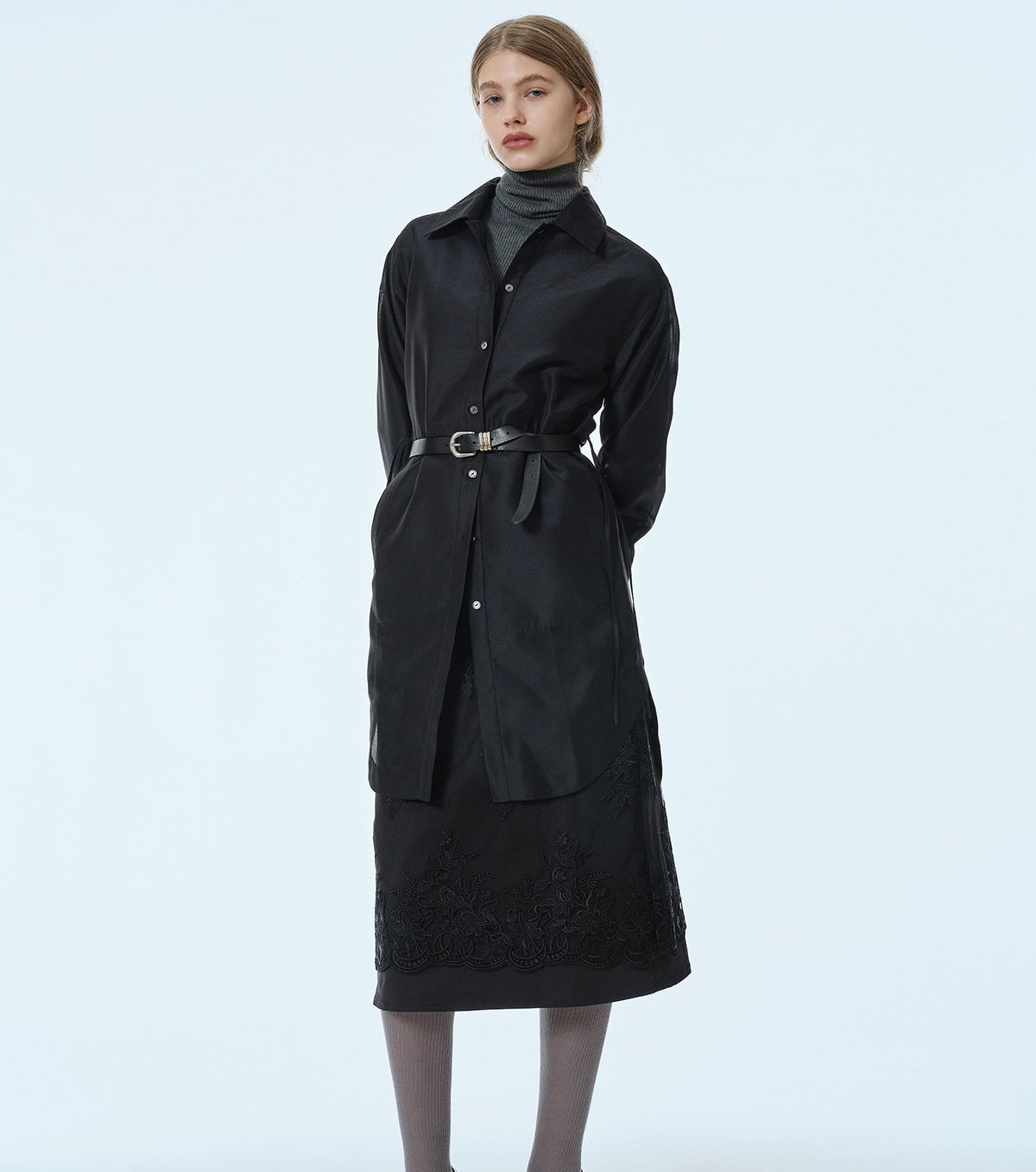 Organza Long Shirt Coat