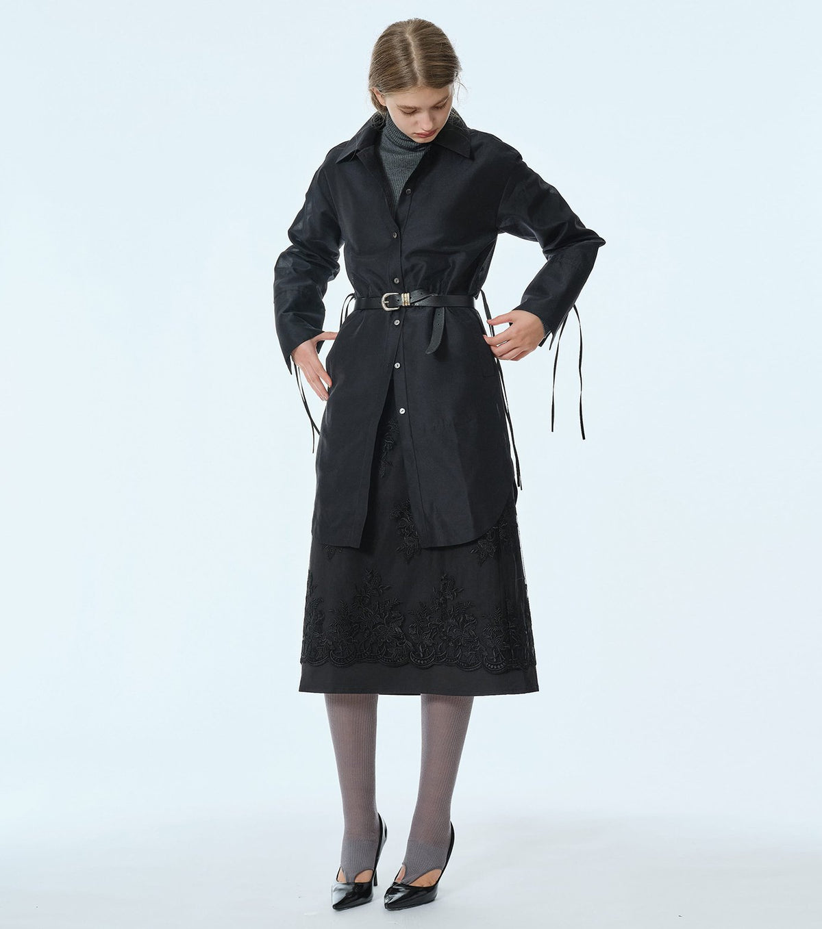 Organza Long Shirt Coat