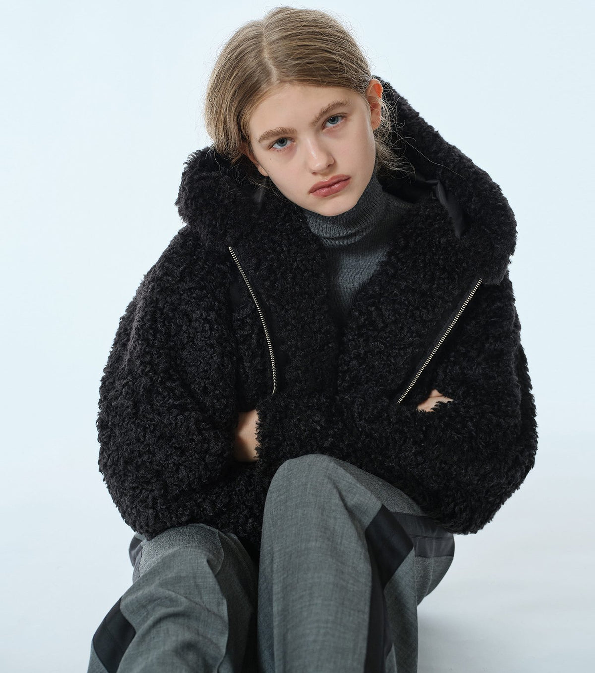 Faux Shearling Hooded Jacket