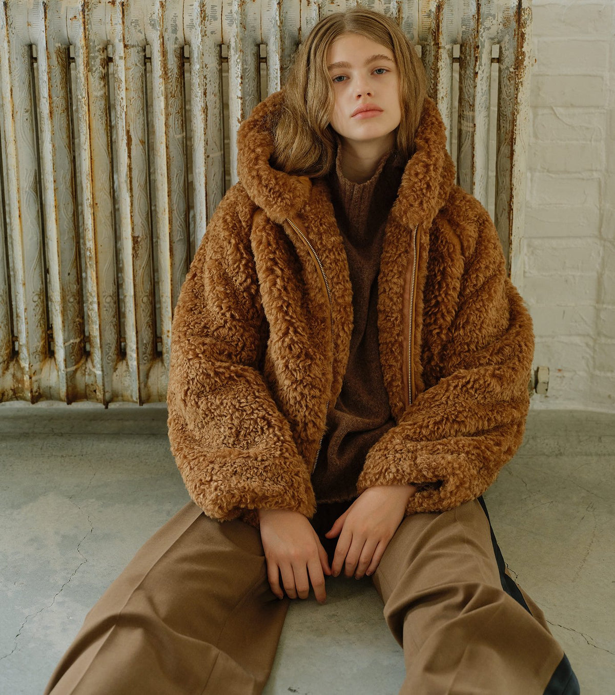 Faux Shearling Hooded Jacket