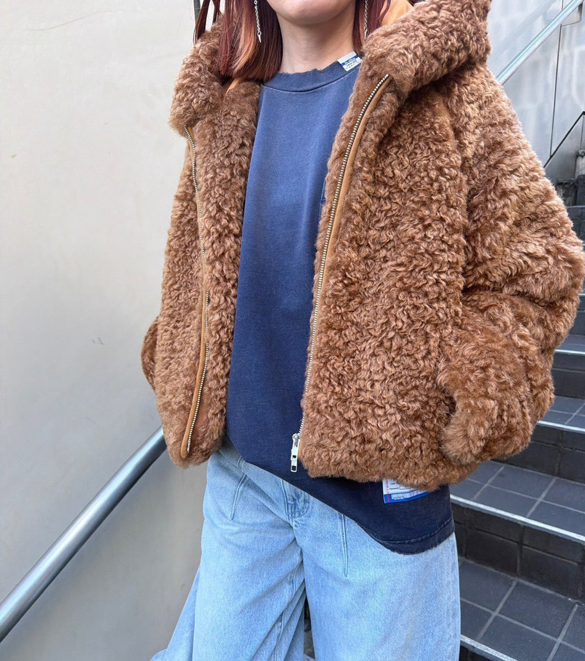 Faux Shearling Hooded Jacket
