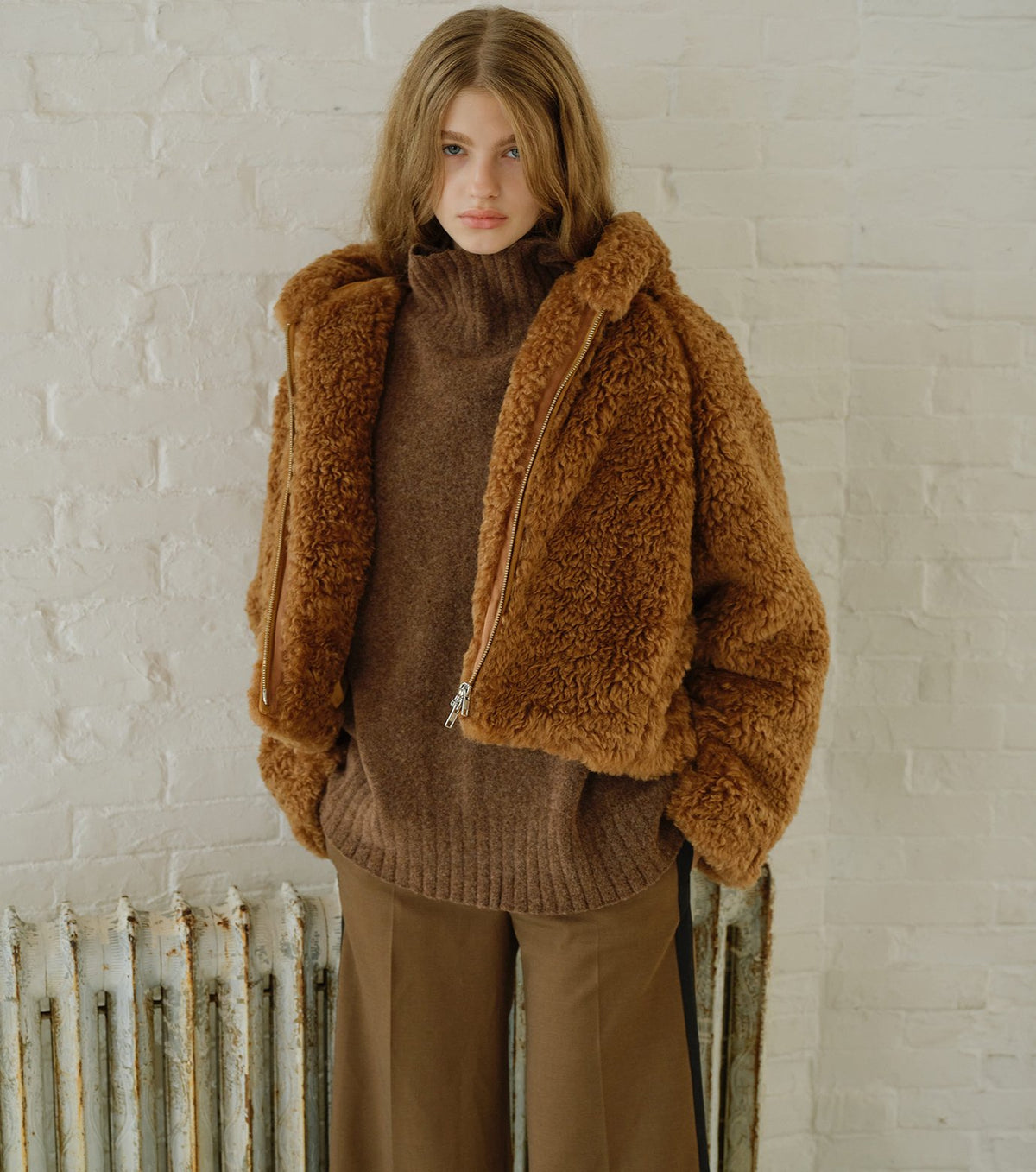 Faux Shearling Hooded Jacket
