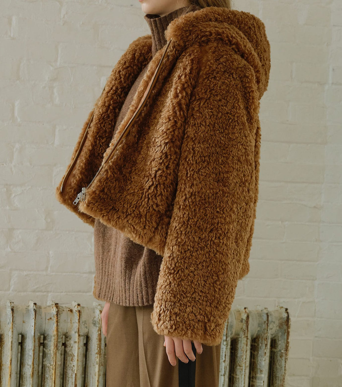 Faux Shearling Hooded Jacket