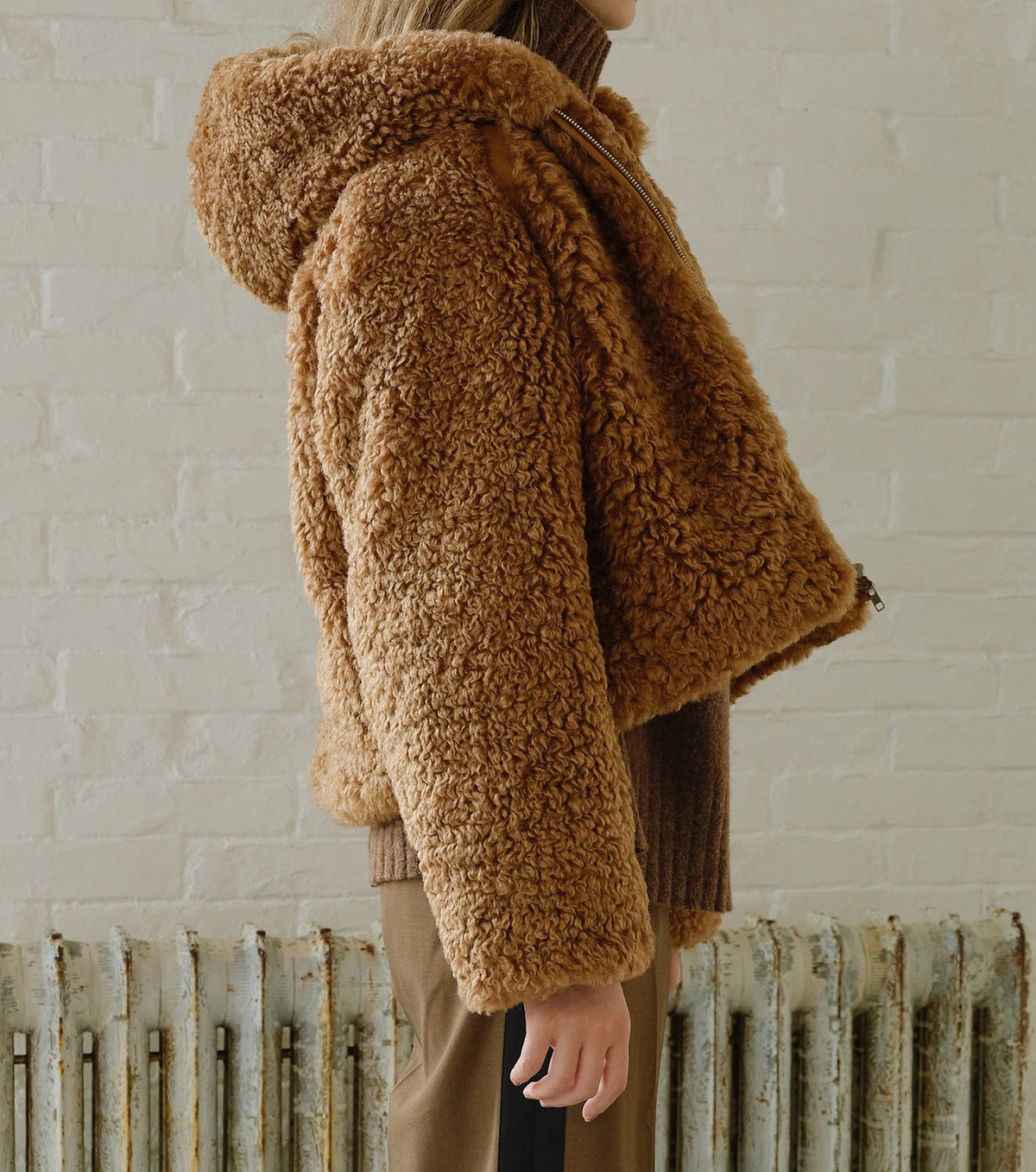 Faux Shearling Hooded Jacket