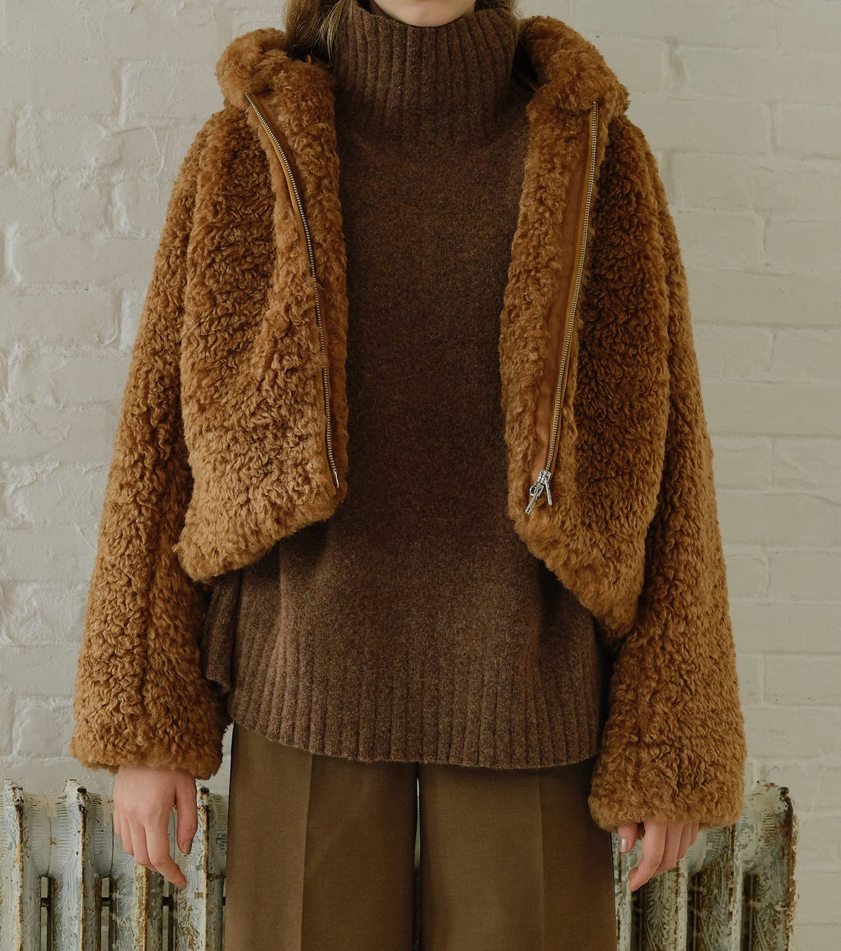 Faux Shearling Hooded Jacket