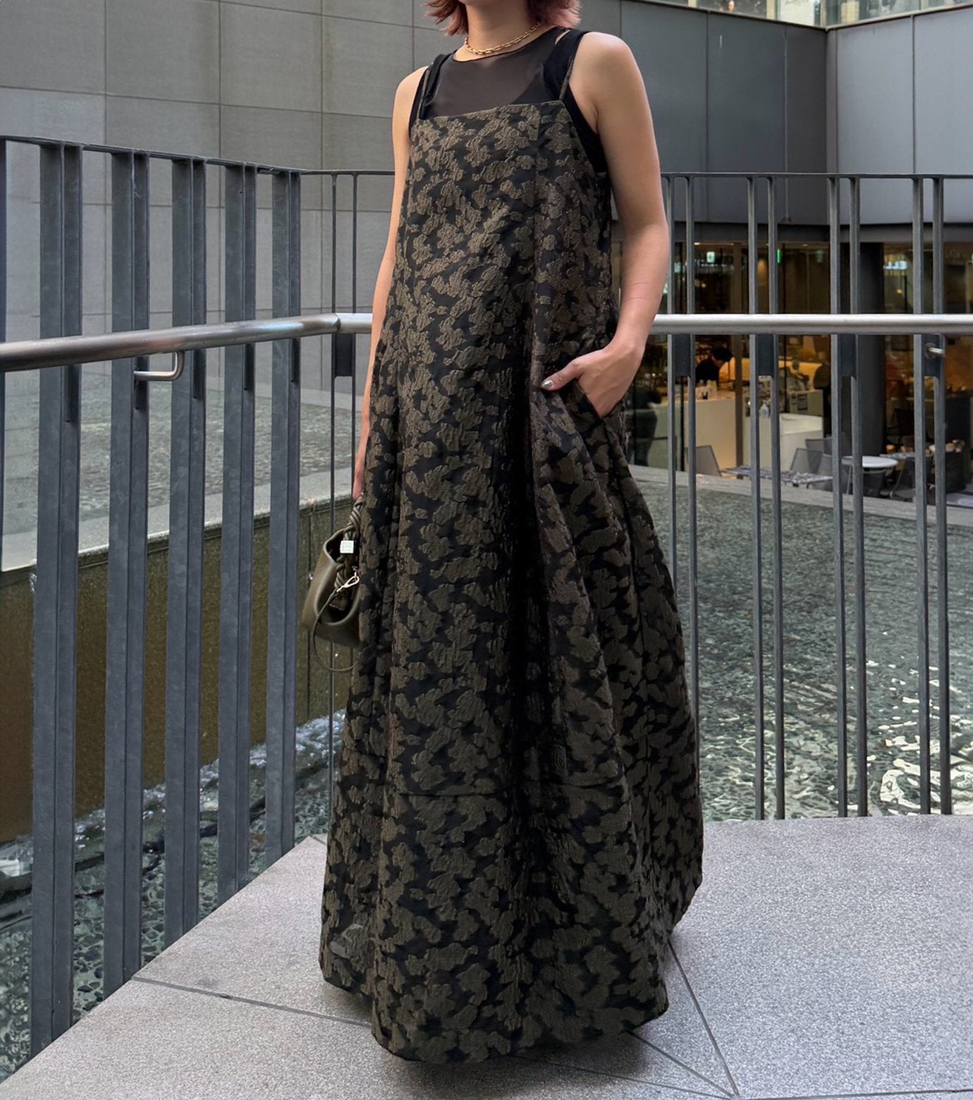 Voluminous Jacquard Cami Dress