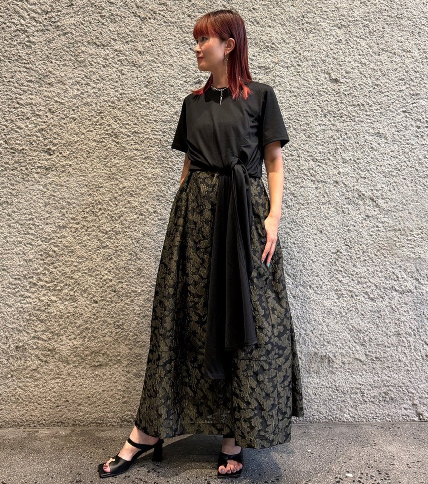 Voluminous Jacquard Cami Dress