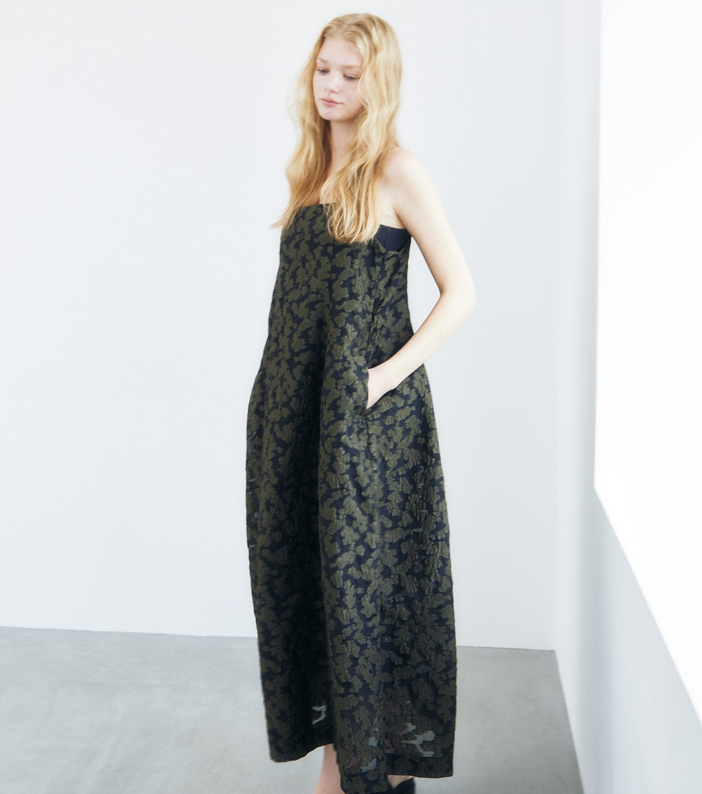 Voluminous Jacquard Cami Dress