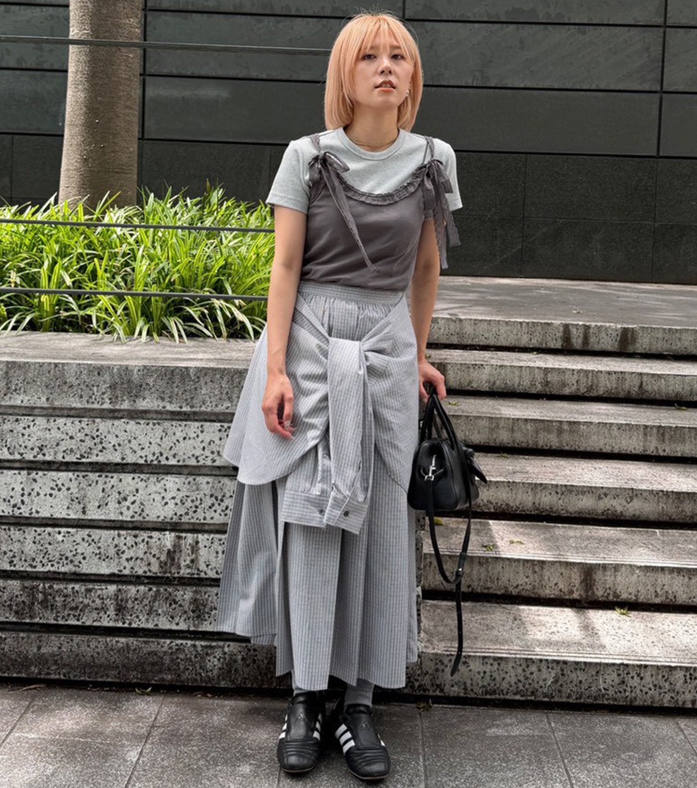 Checked Layered-Look Skirt