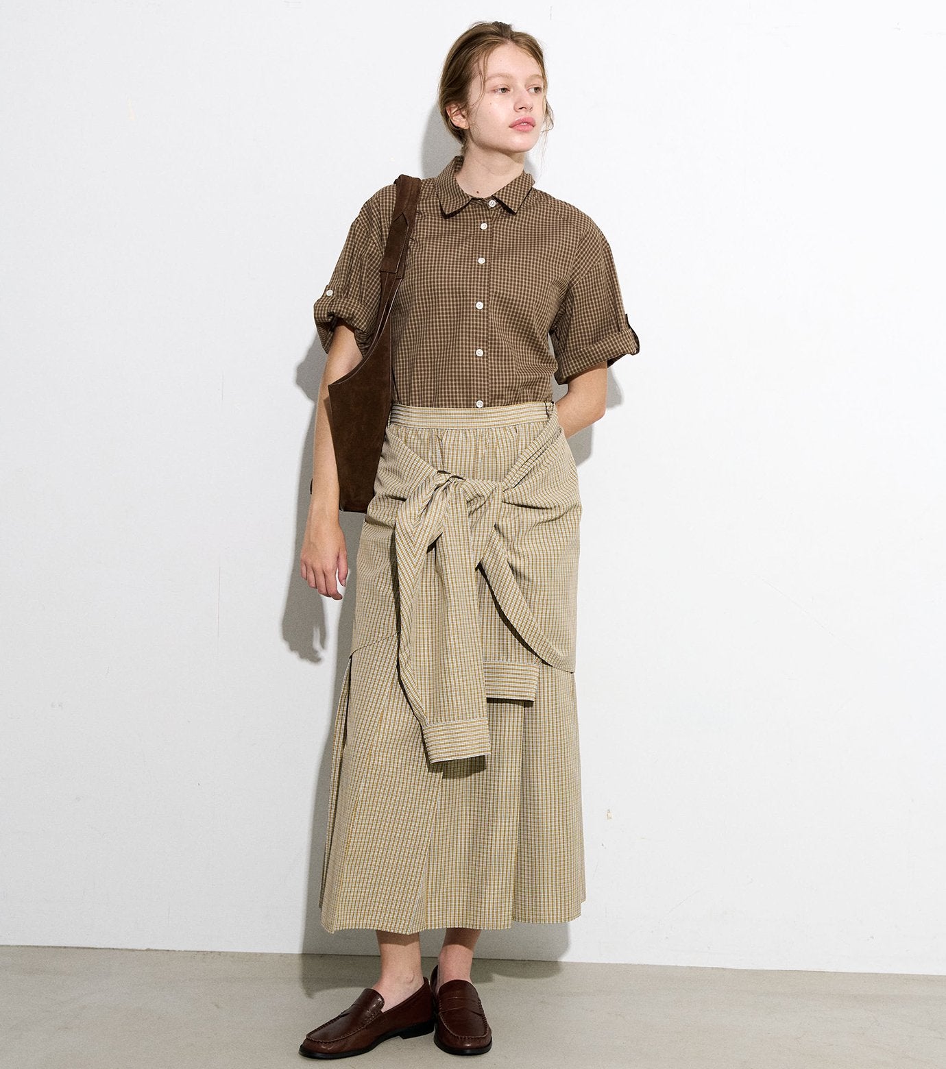 Checked Layered-Look Skirt