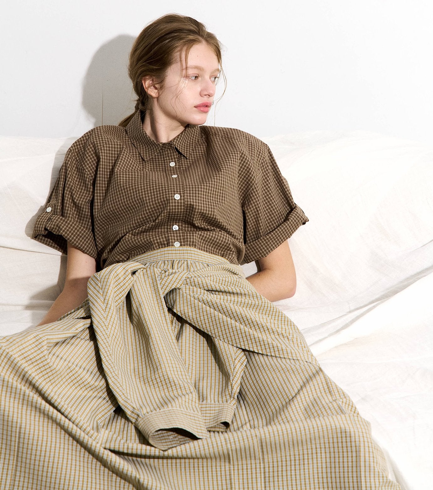 Checked Layered-Look Skirt