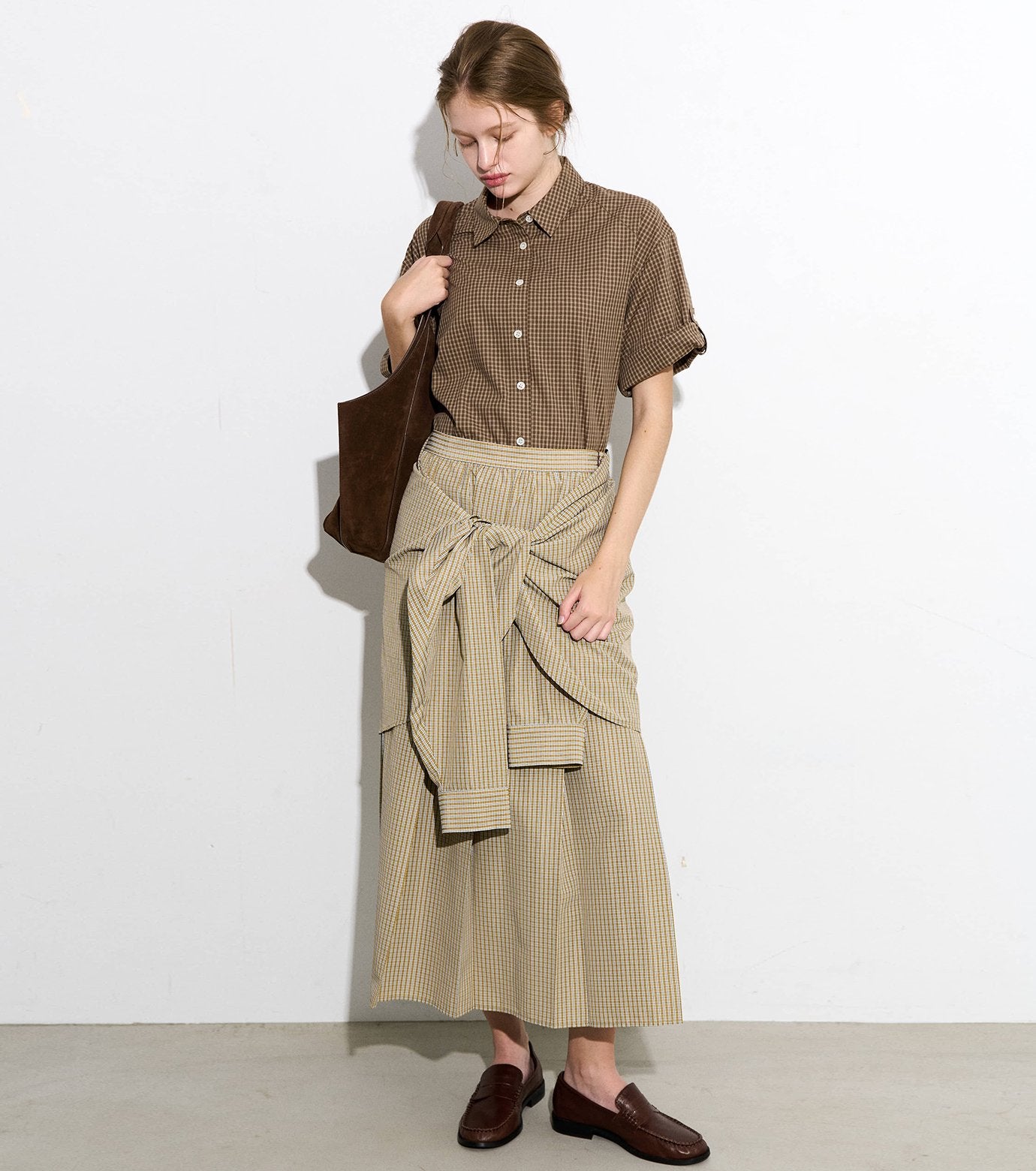Checked Layered-Look Skirt