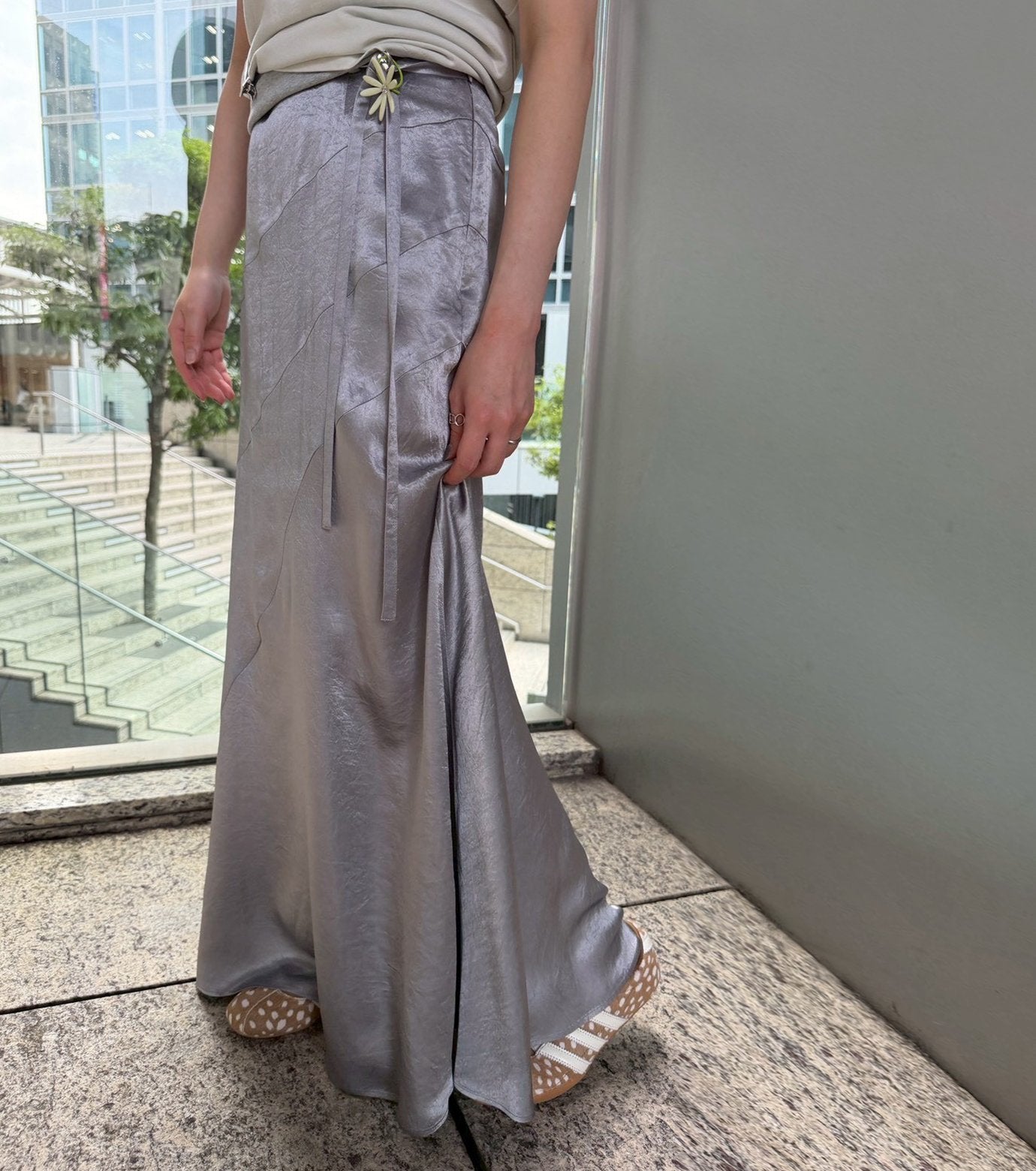 Solid Satin Maxi Skirt