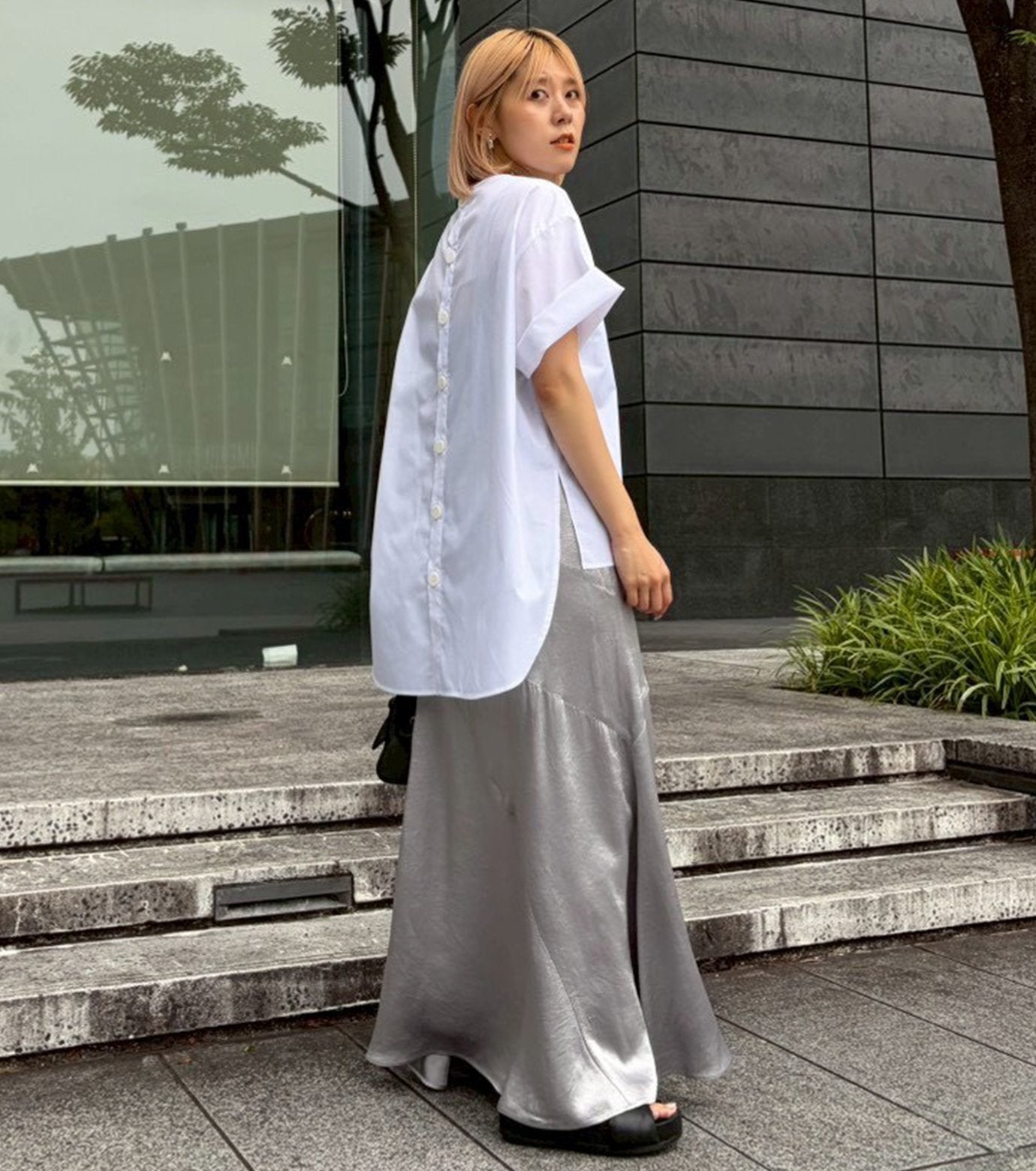 Solid Satin Maxi Skirt