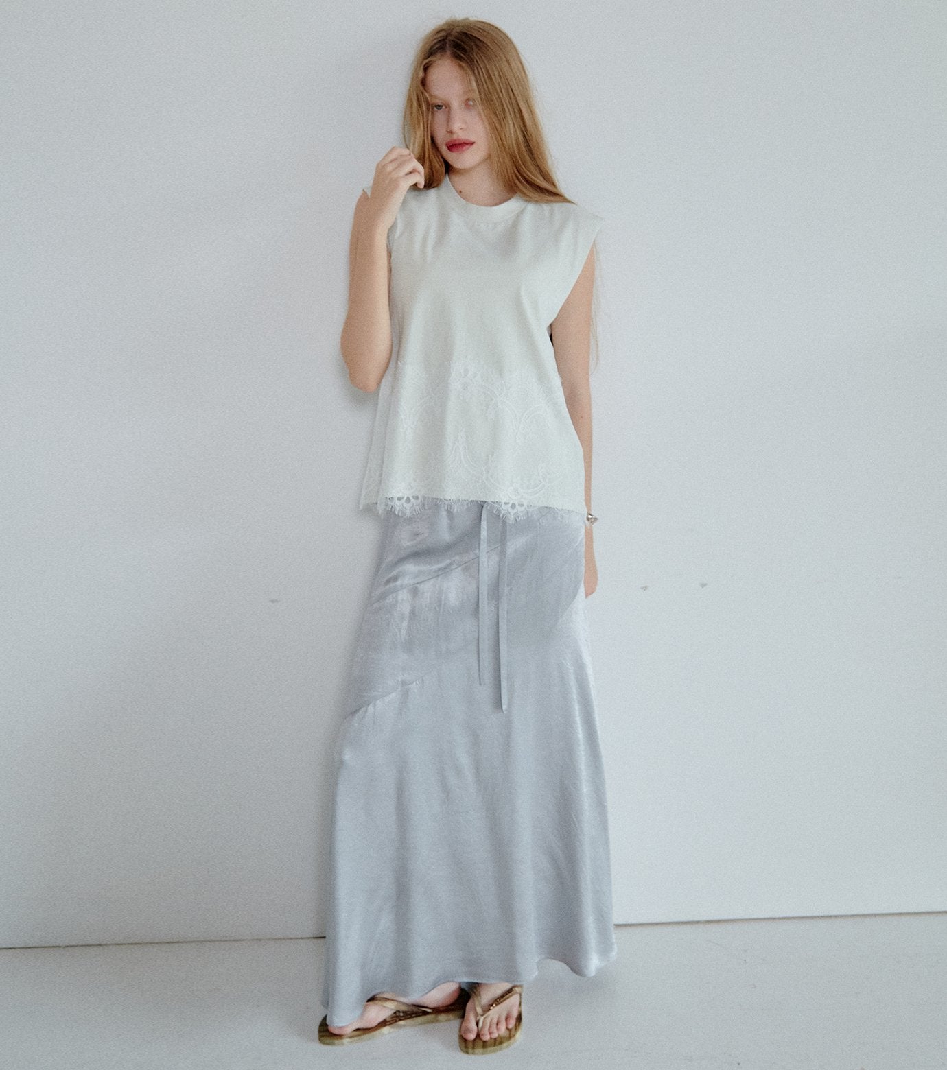 Solid Satin Maxi Skirt