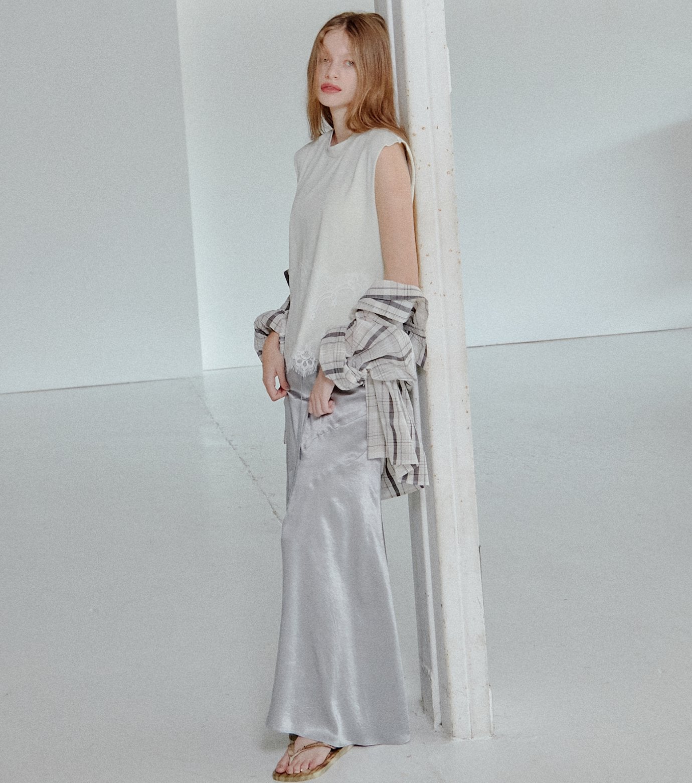 Solid Satin Maxi Skirt