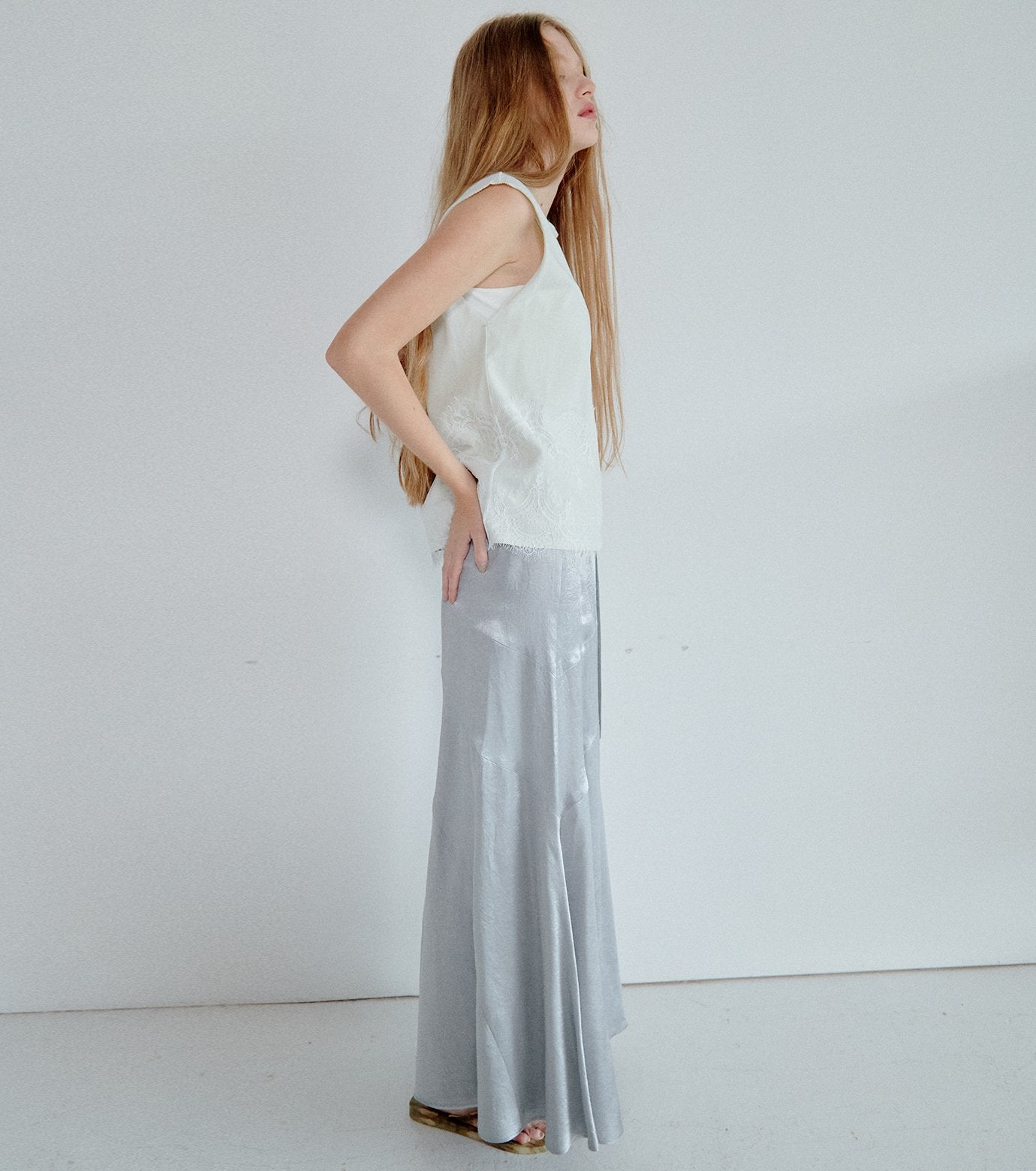Solid Satin Maxi Skirt