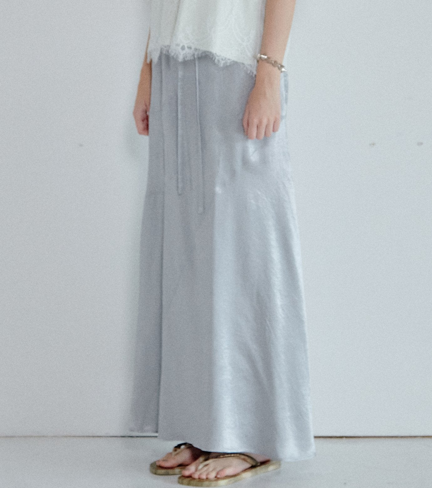 Solid Satin Maxi Skirt