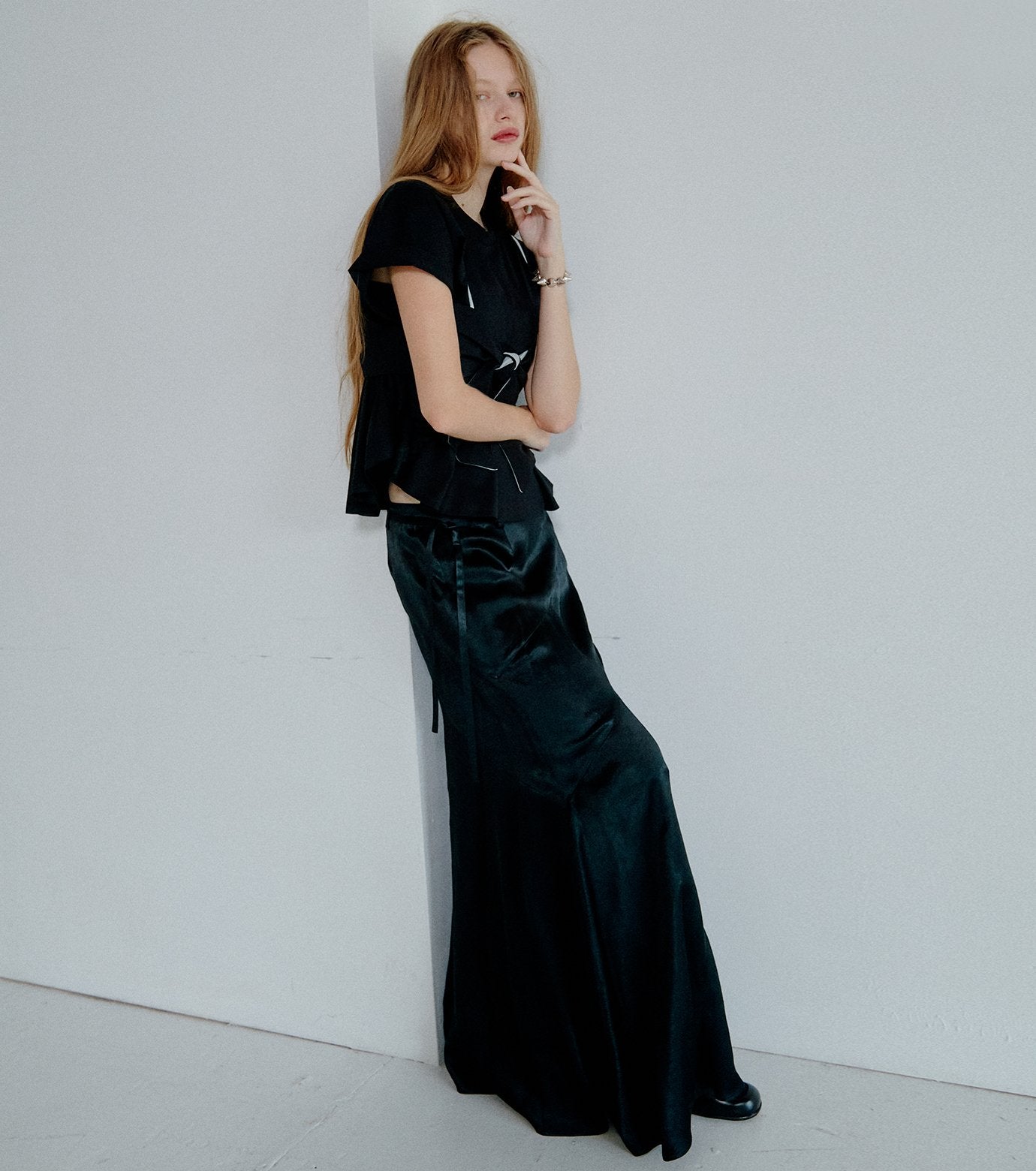 Solid Satin Maxi Skirt