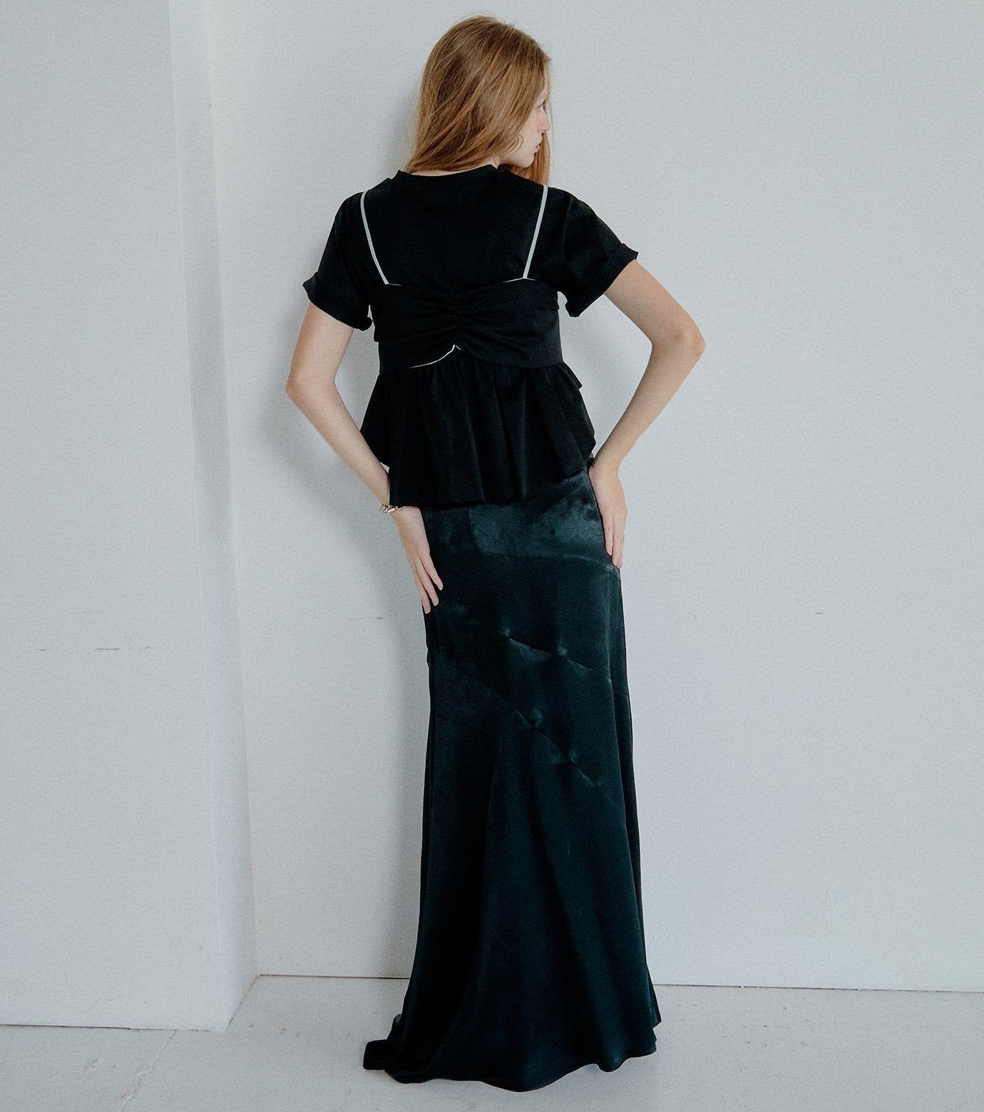 Solid Satin Maxi Skirt
